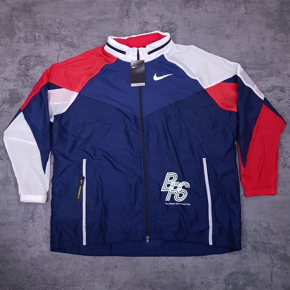 NIKE Sportswear BRS Windrunner Blue Ribbon Jacket Mens Size 2XL Blue Red‎ White